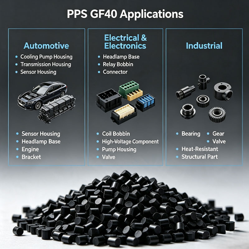พลาสติกดัดแปลงทนสารเคมี PPS GF40 สำหรับยานยนต์ พลาสติกดัดแปลงทนสารเคมี PPS GF40 สำหรับยานยนต์